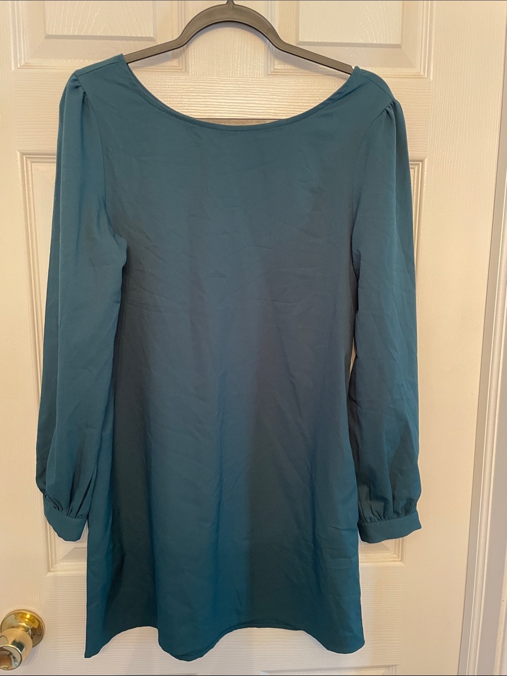 Teal Long Sleeve Shift Dress - Women